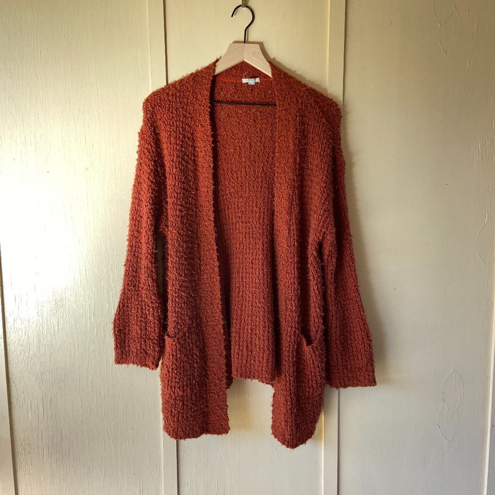Ecoté Orange Long Knit Cardigan, Size Small